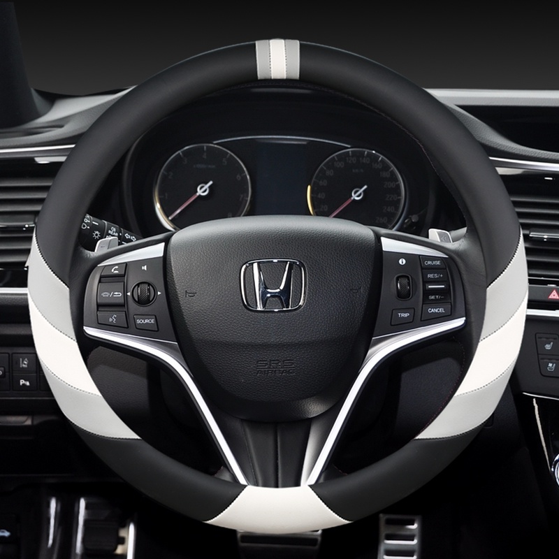 Vỏ Bọc Vô Lăng Bằng Da Màu Tương Phản 37 38cm 15" Cho Honda Accord Amaze Brio City Grace Fit Jazz Insight Inspire Legend N-Box BR-V CR-V