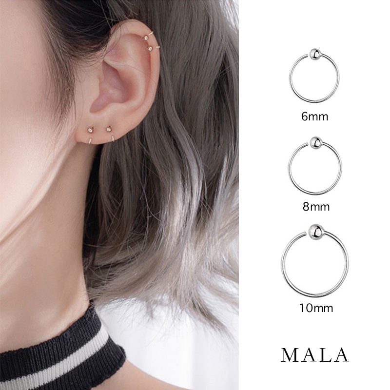 Khuyên tai mạ bạc 925 cỡ nhỏ hợp thời trang phong cách Hàn Quốc