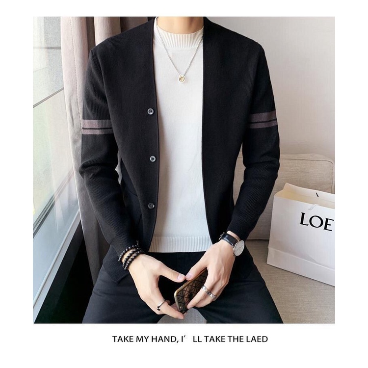 Áo Khoác Cardigan Dệt Kim Dáng Ôm Phong Cách Hàn Quốc Thời Trang Mùa Thu 2022 Mới Cho Nam