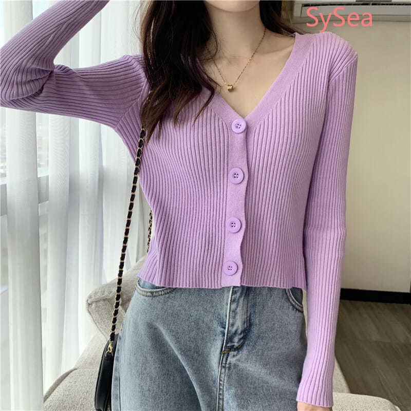 Áo khoác cardigan dệt kim tay dài phong cách Hàn Quốc thời trang mùa thu dành cho nữ