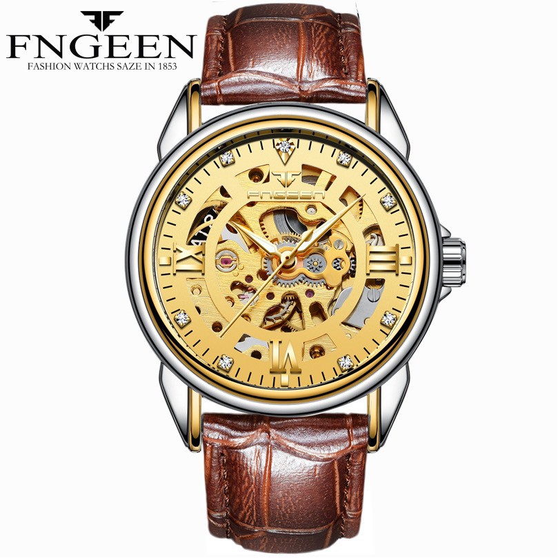 ĐỒNG HỒ CƠ NAM AUTOMATIC FNGEEN 8866 DÂY DA CAO CẤP CHÍNH HÃNG