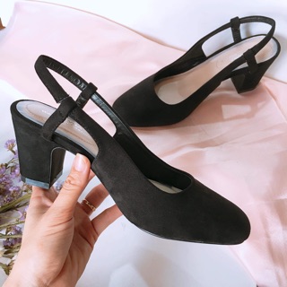 Giày Slingback hở hậu mũi tròn gót vuông 5P