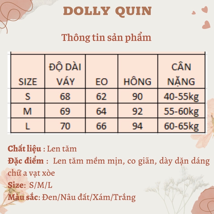 Chân váy dáng dài lưng cao nữ len tăm chữ a nhiều màu thời trang thu đông CV019 Dolly Quin