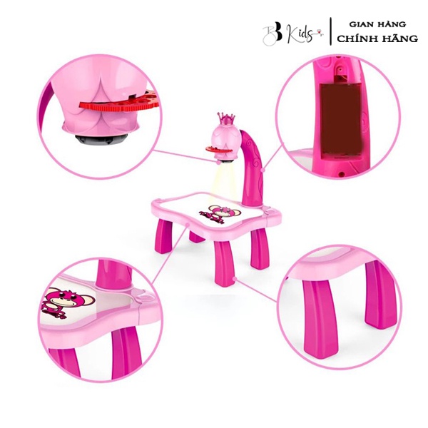 Bàn tập vẽ thông minh có máy chiếu hình ảnh cho bé tập tô vẽ sáng tạo BB kids làm từ chất liệu nhựa ABS an toàn cho trẻ