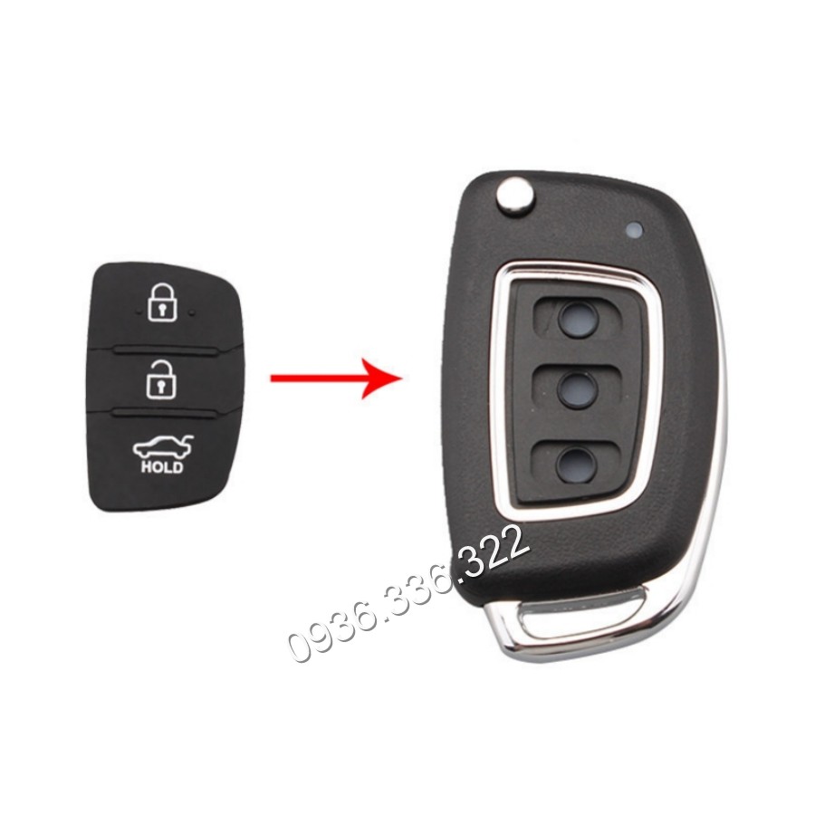 Combo 02 Phím cao su lắp cho Vỏ chìa khóa Hyundai I10, I20, Accent, Elantra, Solati