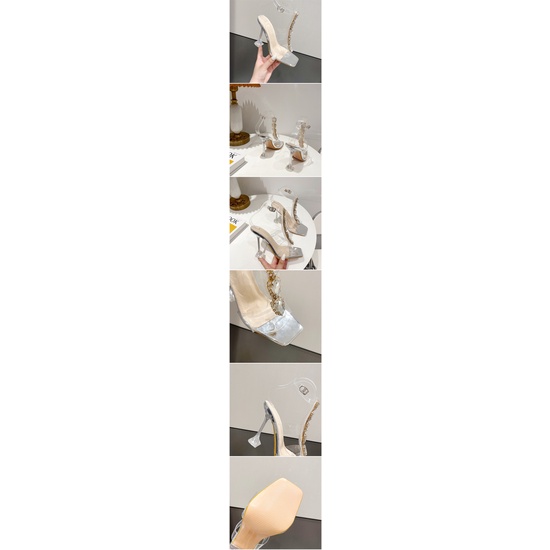 Giày Cao Gót 4.33 Inches Mũi Vuông Đính Đá Và Ngọc Trai Lấp Lánh Thời Trang Size 35-41