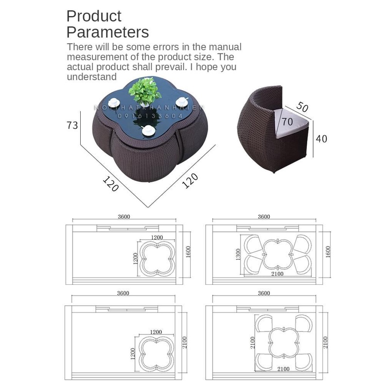 Bộ Bàn Ghế Hoa 4 Cánh Thông Minh Sân Vườn |Ban Công|Phòng Khách Trang Trí Nhà Cửa Đa Năng Tiện Lợi