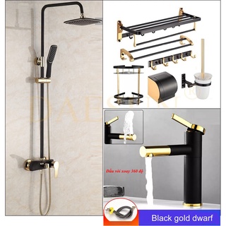 Combo thiết bị phòng tắm cao cấp nhập khẩu Hàn Quốc (Đen Vàng) - Bảo hành 24 tháng