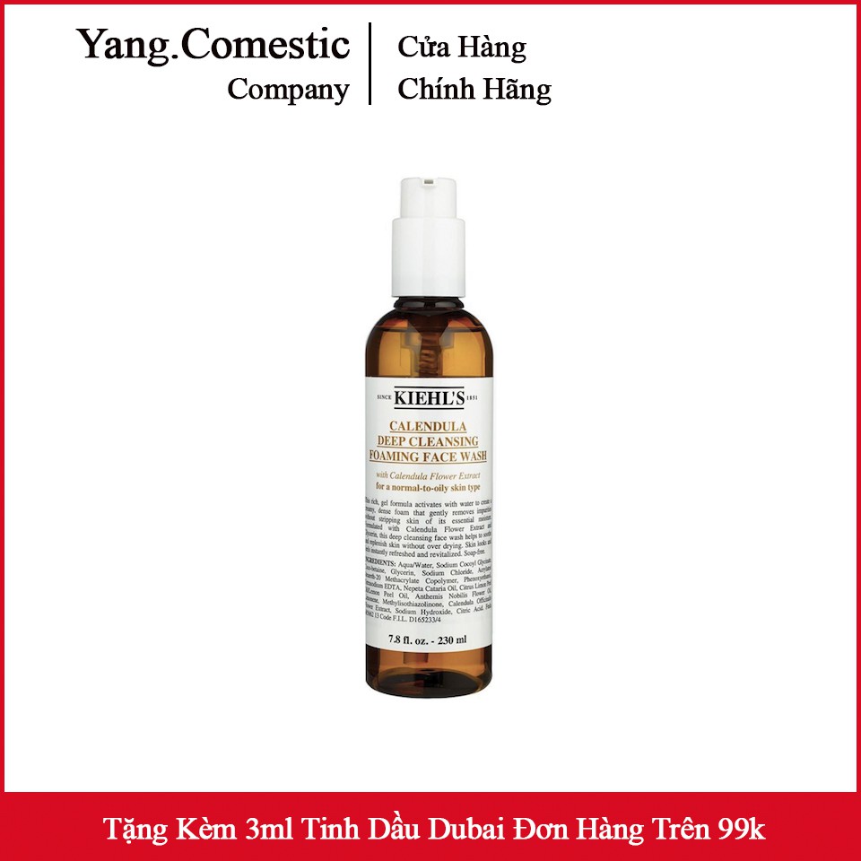 Kiehl's Calendula Deep Cleansing Foaming Face Wash – Gel Rửa Mặt Chiết Xuất Hoa Cúc