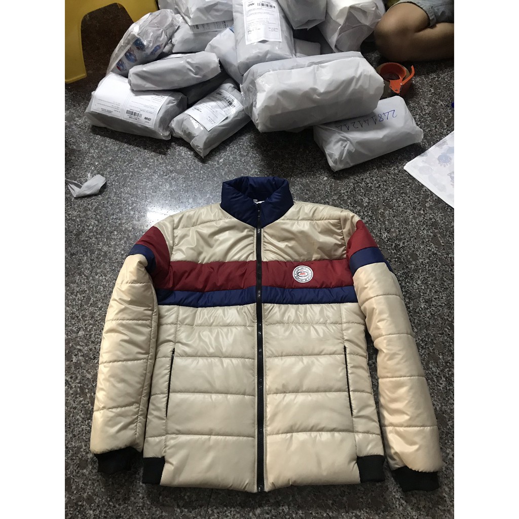 ÁO PHAO NAM CHẦN BÔNG 3 LỚP CAO CẤP AP04-TRẮNG KEM