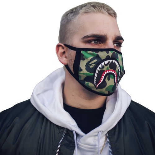 [Deal Quà tặng] Khẩu trang Bape, Bape Mask, Khẩu trang Cá mập 5 màu (4 màu Camo + đen)