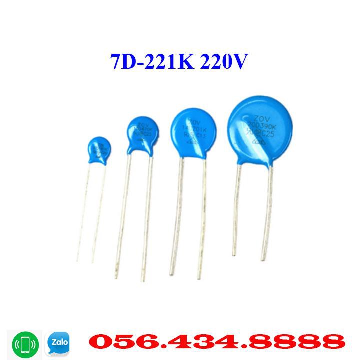 Tụ bảo vệ quá áp 100V - 110V  mã 7D-221K dùng cho nồi cơm cao tần, máy lọc không khí nội địa