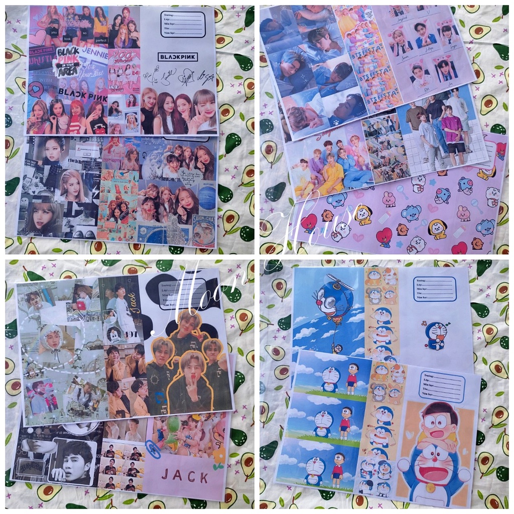 GIẤY BAO TẬP CÓ SẴN GIẤY KIẾNG JACK97, BTS., BLACKPINK, AMONG US, DOREMON SIÊU ĐẸP