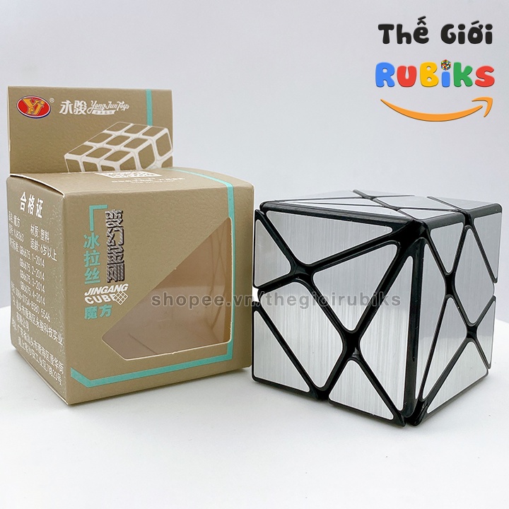 Rubik Biến Thể 3x3 YJ Axis Cube Full Sticker Silver, Red, Blue.