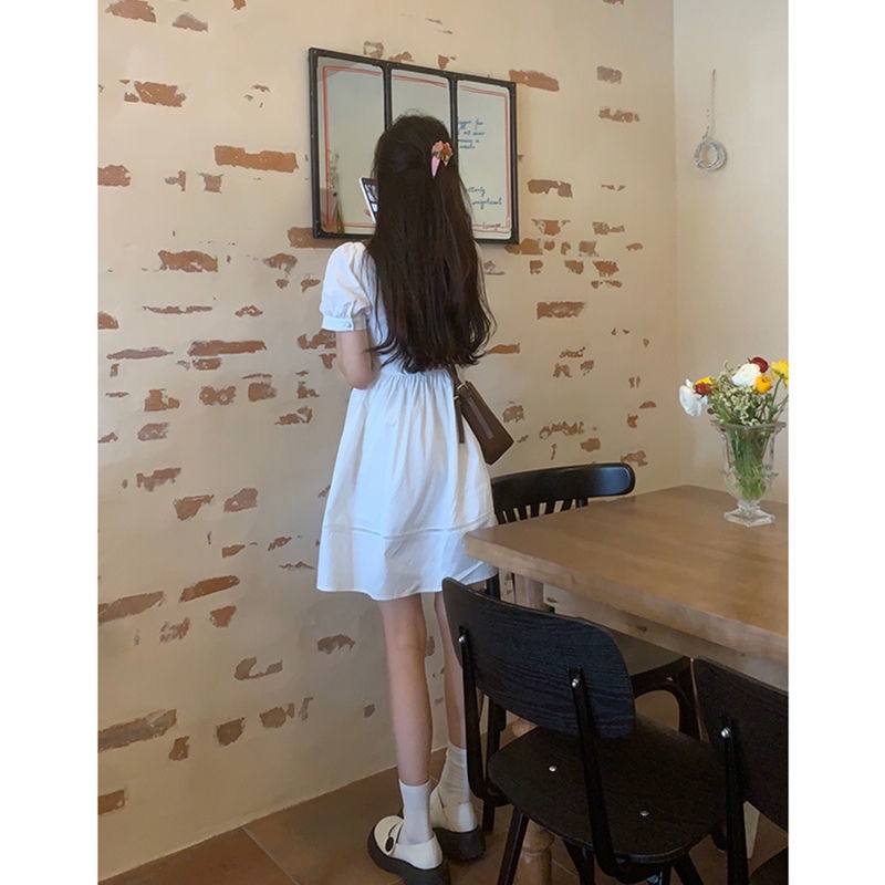 Hàng Có Sẵn Đầm Ngắn Tay Phong Cách Mori Phong Cách Preppy Ngọt Ngào Mùa Hè Màu Trắng Dành Cho Nữ