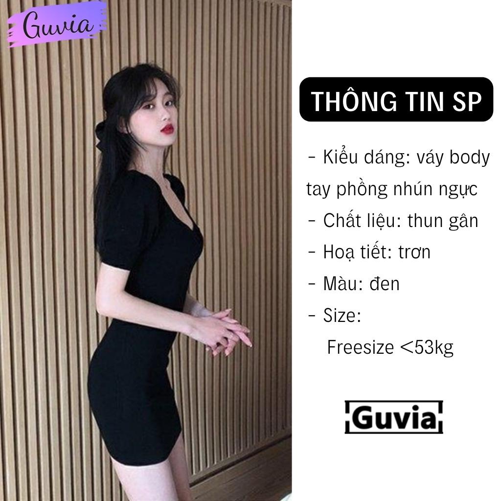 Đầm Váy Body TAY PHỒNG NHÚN NGỰC Nữ Thun Borip Kiểu Đẹp Ôm Gợi Cảm GUVIA