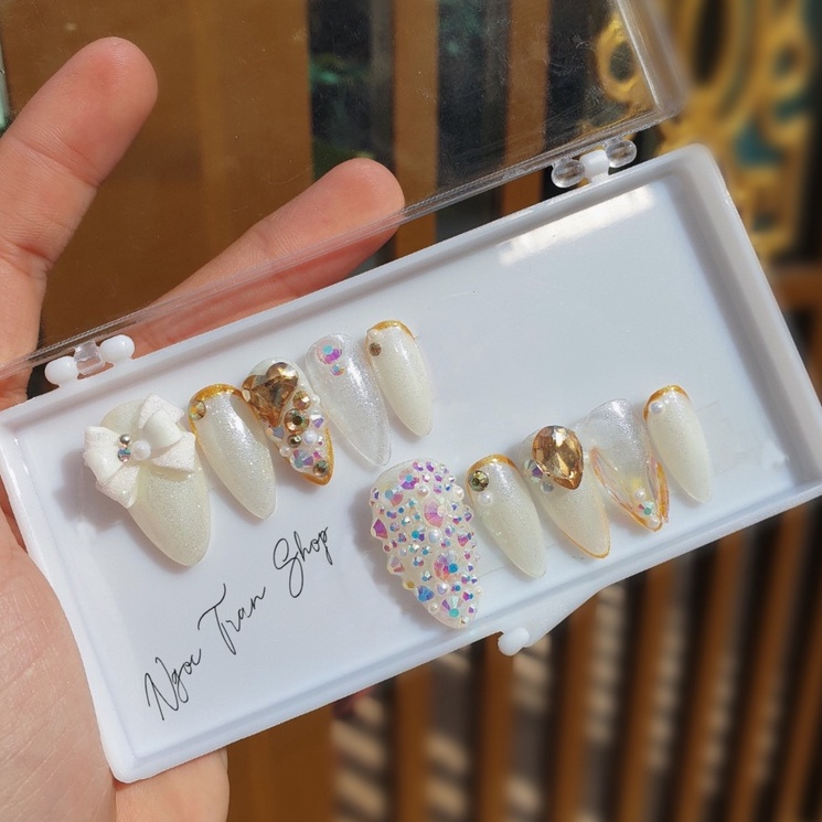 Nơ Nhũ Rắc Lấp Lánh - Nơ Bột Đính Móng 12NB