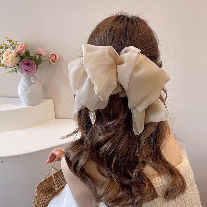 Kẹp Tóc Hình Bướm Bằng Vải Voan Cỡ Lớn Kiểu Hàn Quốc Cổ Điển Dành Cho Bạn Nữ/Bé Gái
