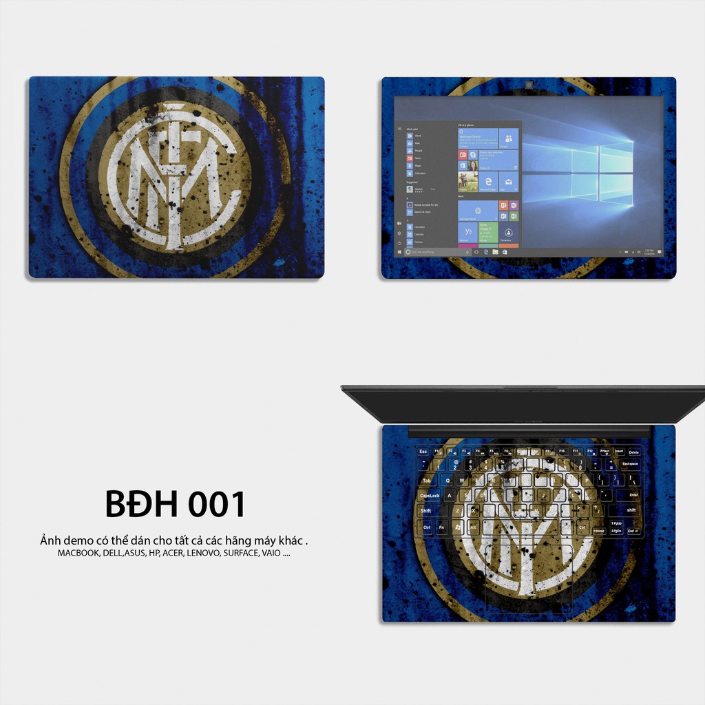 Bộ skin dán laptop mẫu LOGO INTER MILAN / Có mẫu decal dán cho tất cả các hãng máy tính