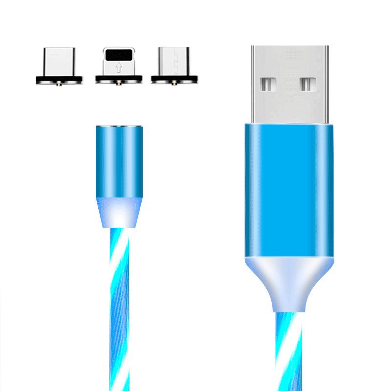 Cáp Sạc Nam Châm Phát Sáng Đèn Led Xoay 360 Độ Dành Cho Iphone, Android, Type-C