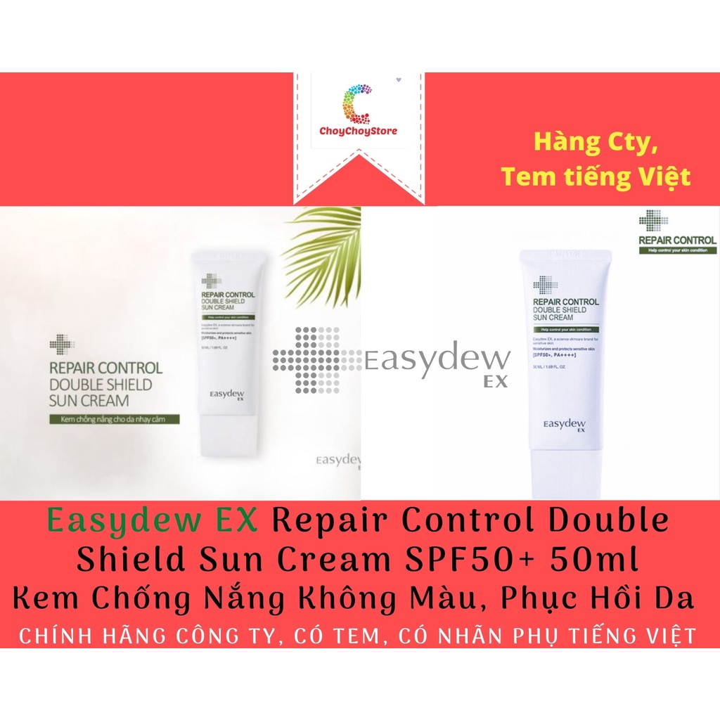 [TEM CTY] EASYDEW EX Repair Control Double Shield Sun Cream SPF50+ 50ml Kem Chống Nắng Không Màu, Phục Hồi Da