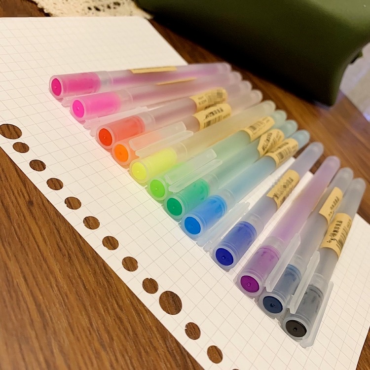 Bộ 10 cây bút gel MUJI Bút mực gel viết mực đen ngòi 0.5mm đồ dùng học tập