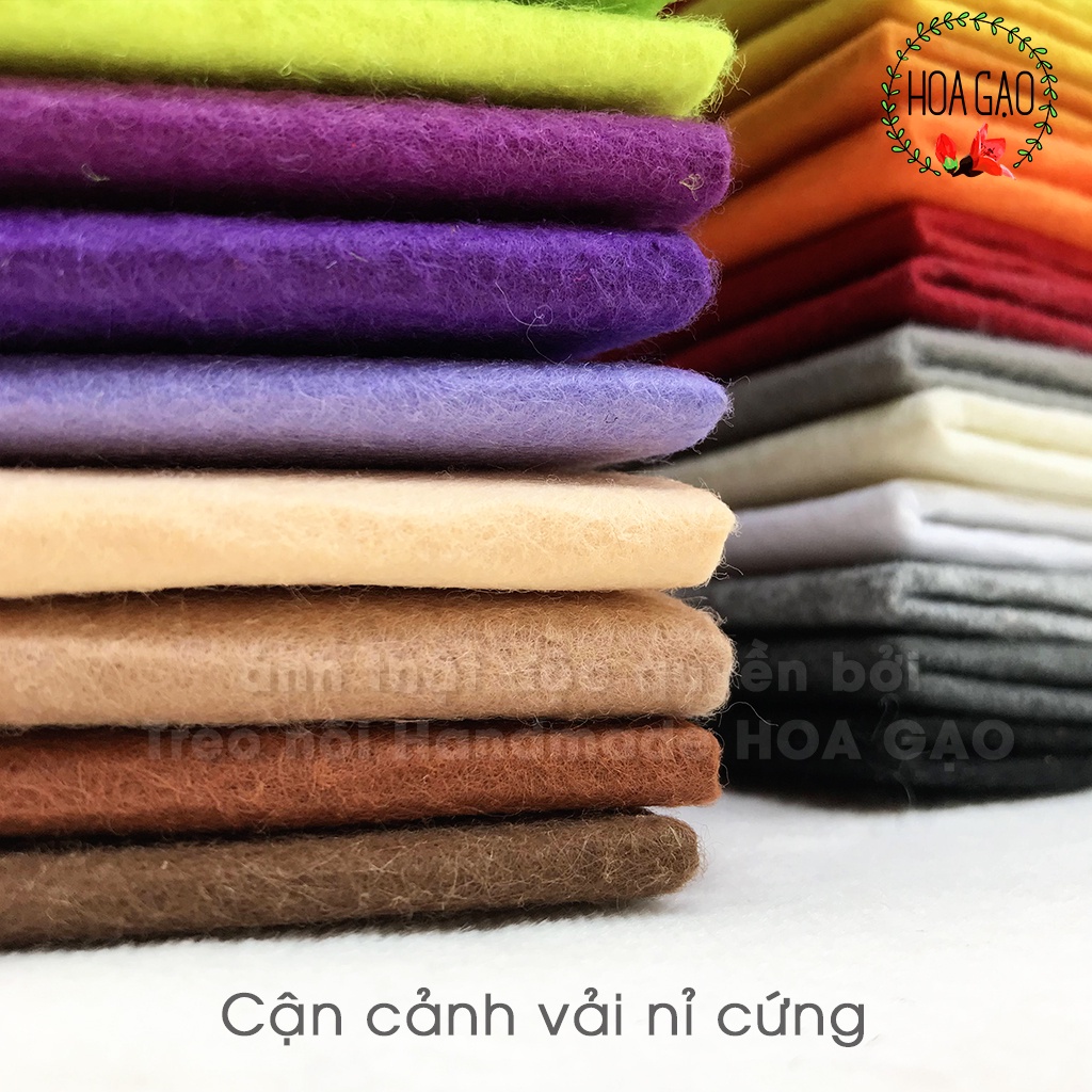 Vải dạ nỉ cứng 33 màu HGC45 khổ 45cm, làm sách vải, treo nôi, móc khoá, handmade, dụng cụ mầm non