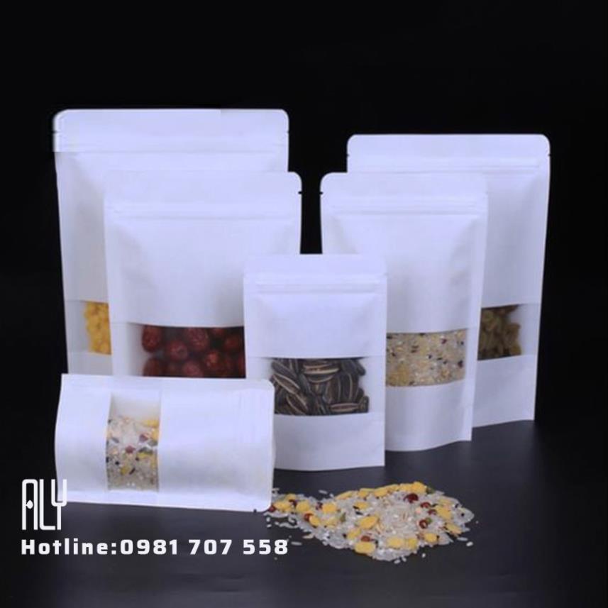 Túi Zip Kraft Trắng - Combo 10 Túi Đáy Đứng Nhiều Size _ALY
