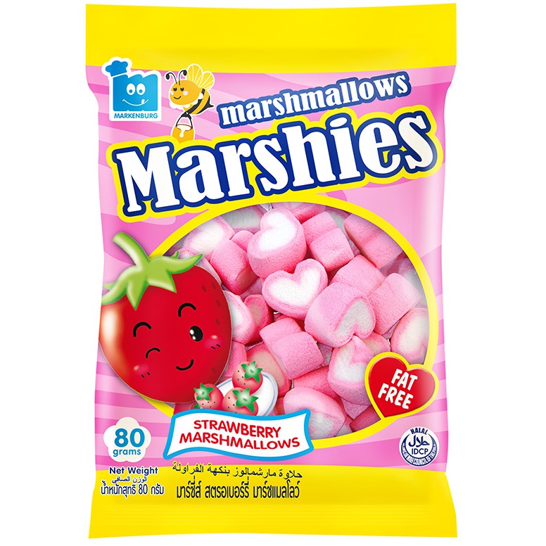 Kẹo Bông Gòn Marshmallow Marshies Hương Dâu (gói 80g)