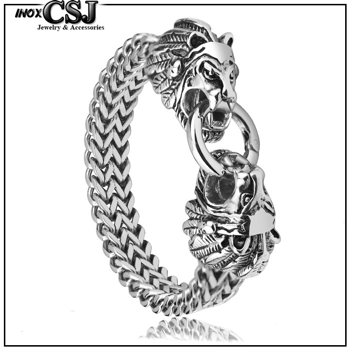 lắc tay inox cao cấp 2 đầu sư tử siêu ngầu, đẹp , không đen - tặng hộp đựn xinh xắn