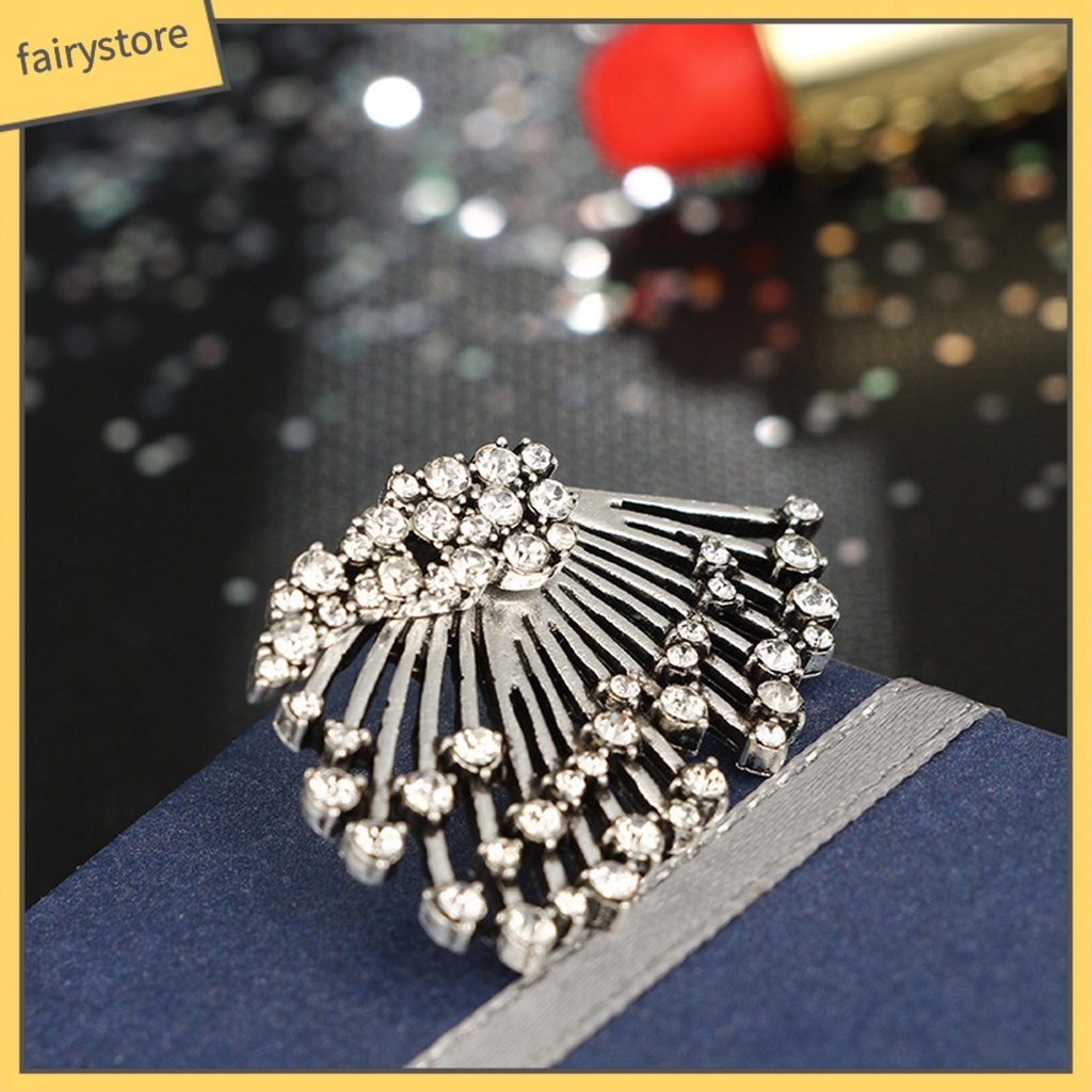 1 Đôi Bông Tai Hình Đôi Cánh Đính Đá Lấp Lánh Phong Cách Retro Dành Cho Nữ