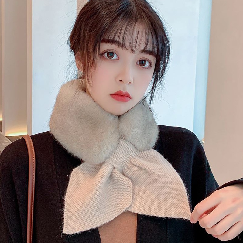 Khăn choàng cổ 60-80cm phối lông mềm ấm áp cho nữ