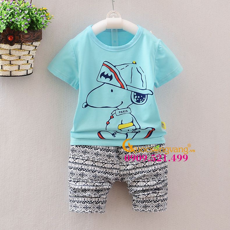 Bộ quần áo trẻ em mùa hè set đồ trẻ em snoope GLSET025 xanh ngọc Cuocsongvang