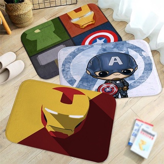 Thảm chùi chân lót cửa mềm mại chống trượt in hình siêu anh hùng Marvel kích thước 40x60cm