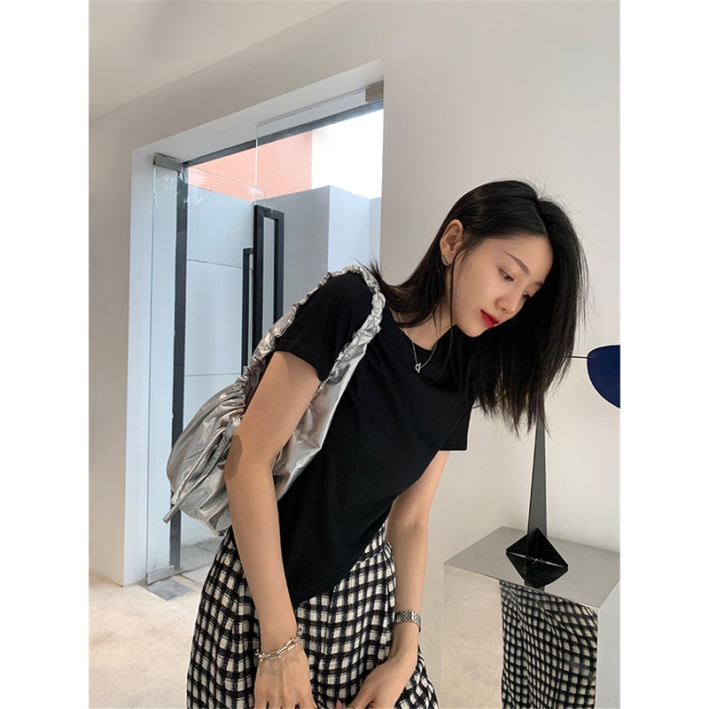 SUXI Áo croptop màu trơn kiểu dáng thời trang độc đáo cho nữ