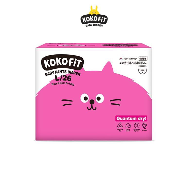Tã/Bỉm quần KOKO FiT size L (Mèo) 26 miếng/bịch cho bé từ 8 - 12kg