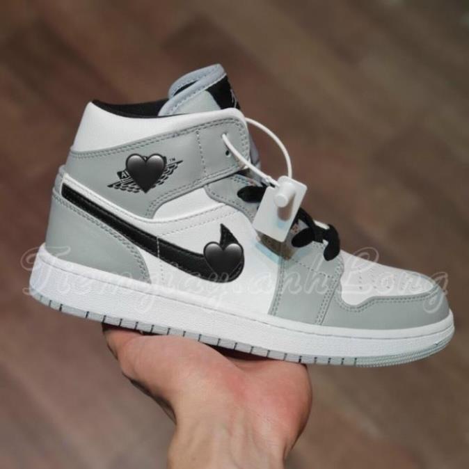 (bachhoa) [FREE SHIP] Giày thể thao JD1 Retro High Light Smoke Grey cao cổ xám logo đen, Giầy jordan xám cổ cao