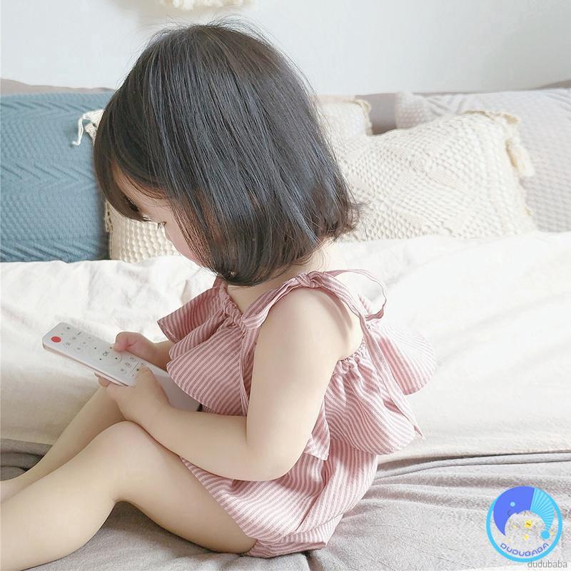 Quần yếm liền áo hai dây màu trơn kèm băng đô thời trang dễ thương cho bé gái