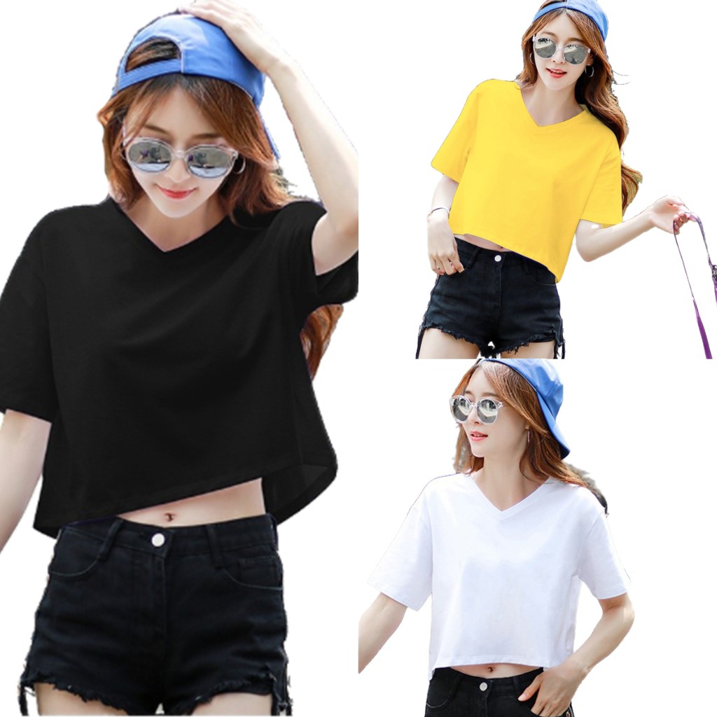 Xả Hàng Áo Croptop Nữ, Áo Croptop Tay Ngắn Cổ Tim