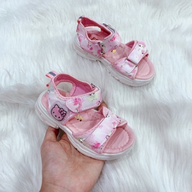 Dép quai hậu bé gái có đèn nháy mèo kitty size 26-30