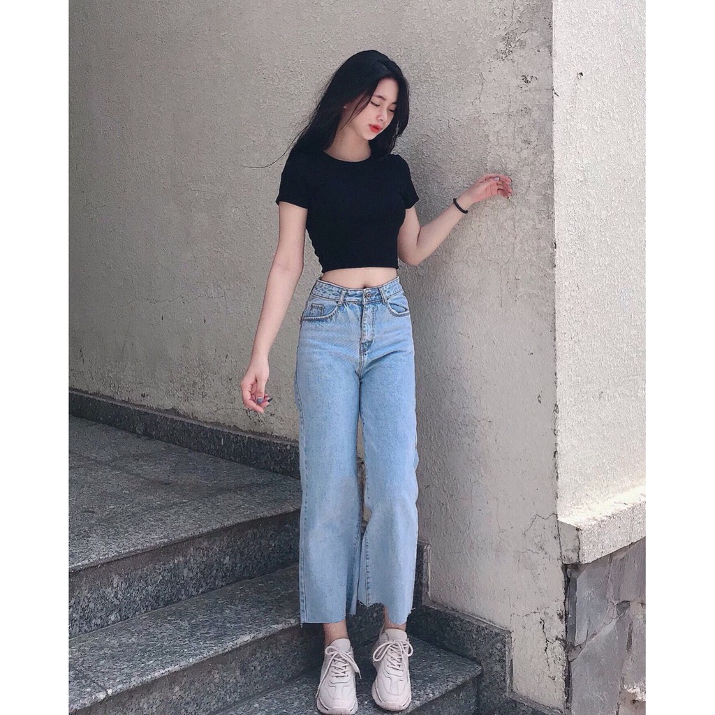 Áo croptop trơn siêu phối đồ