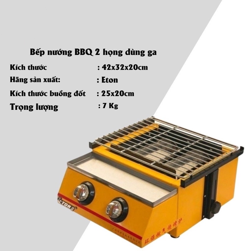 Bếp nướng 2 đầu đốt bằng gá ET-K111