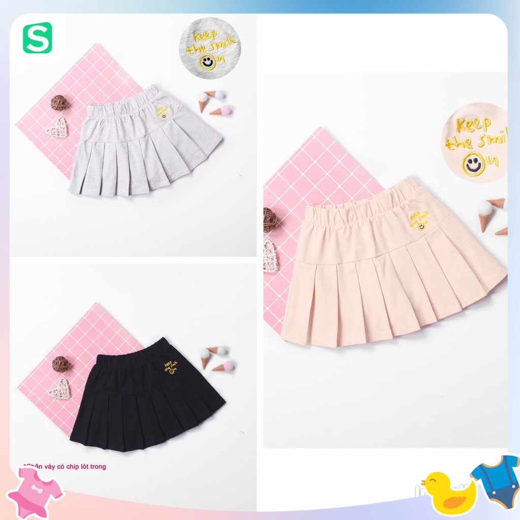 Chân váy thun cotton xếp ly cho bé 1-13T
