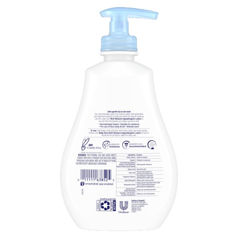 Sữa tắm / dưỡng da em bé Baby Dove cho da nhạy cảm Fragrance Free / Rich Moisture Hypoallergenic Wash / Lotion 384ML