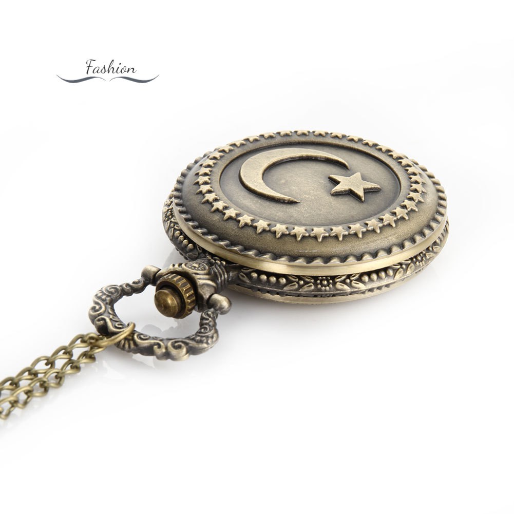 Đồng hồ bỏ túi hình mặt trăng và ngôi sao phong cách cổ điển