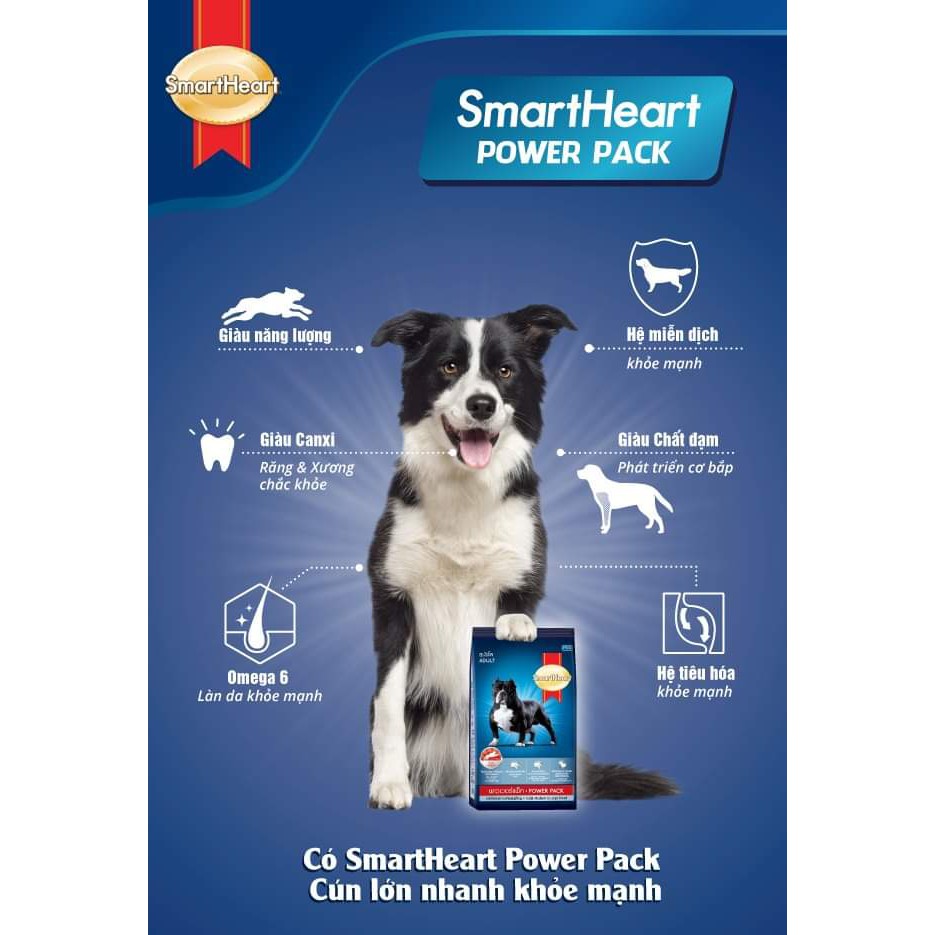 Thức ăn Chó Smartheart Power Pack Dành cho Chó trưởng thành 10kg- CHÍNH HÃNG