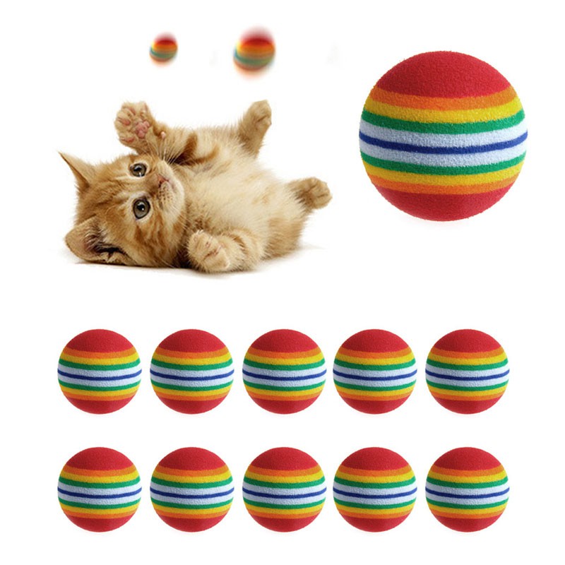 Set 10 Quả Bóng Xốp Màu Sắc Cầu Vồng Dùng Để Huấn Luyện Thú Cưng