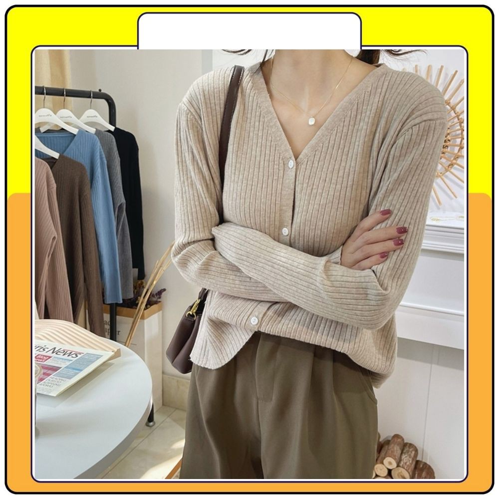 Áo khoác cagidan len nữ tutu dáng ngắn dài phong cách Hàn Quốc, áo cgd cúc dài tay Queenshop