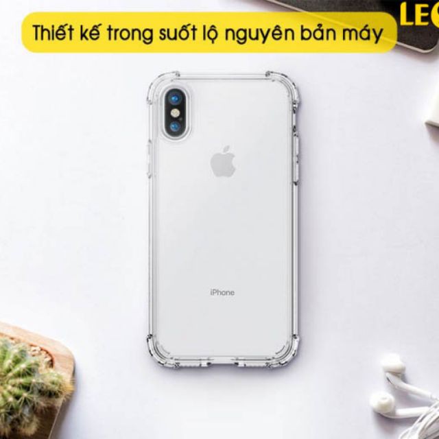 Ốp lưng chống sốc iphone 6 7 8 x 11, ốp điện thoại ip chống va đập silicone trong suốt, cắm sạc thoải mái ko bị cấn