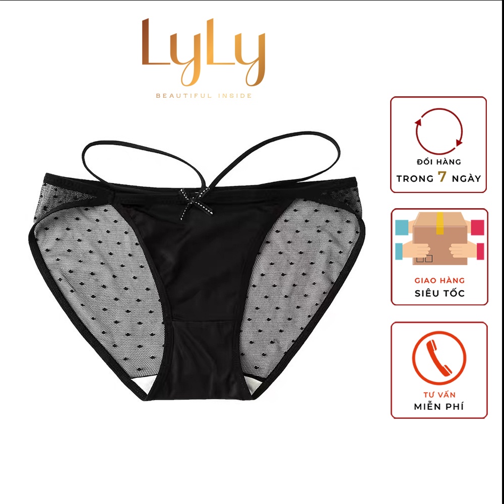 Quần lót nữ lụa satin phối renchấm bi Lylylorem QL114
